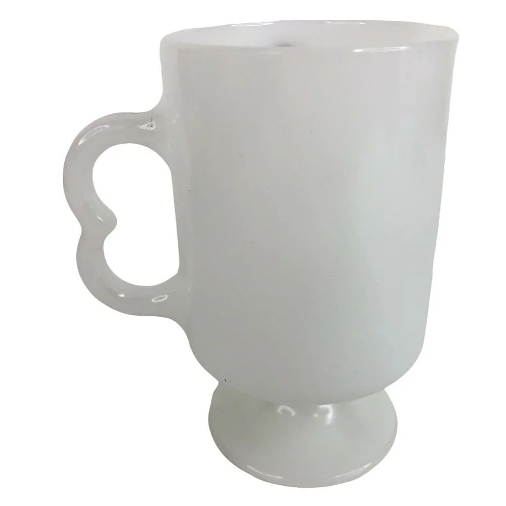 Walt Disney Mickey Mouse Pedestal Mug Milk Glass USA 8 OZ Coffee Cup Vintage - Picture 4 of 7